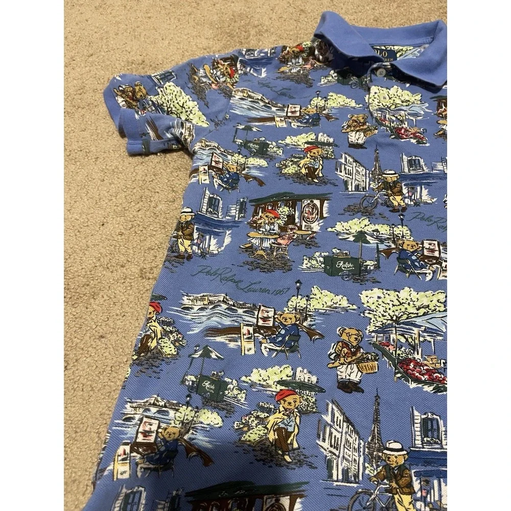 Polo Ralph Lauren Paris Print Mesh Shirt Boys Size Large